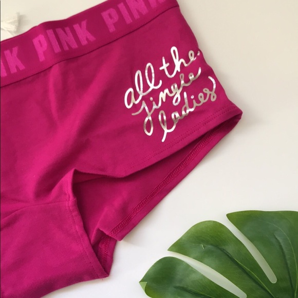 Victoria’s Secret PINK Logo Boyshort Panty Pink Thrill All The Jingle Ladies NEW - Picture 4 of 4